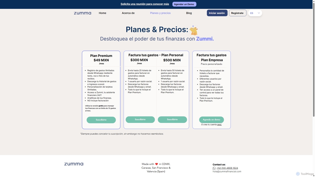 Planes y Precios | Zumma for Zumma Financial
