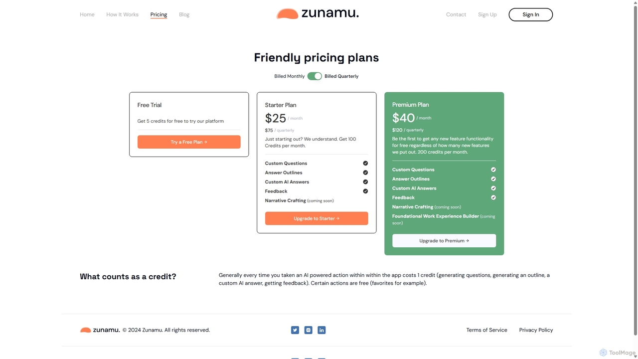 Your AI Interview Coach | Pricing to support you in your career journey for Zunamu